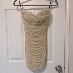 Glamorous strapless gold stud BEBE dress